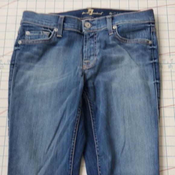7 For All Mankind The Cropped Skinny Slim Women's 27 Jeans 28x27 Denim Dark USA - Picture 4 of 10